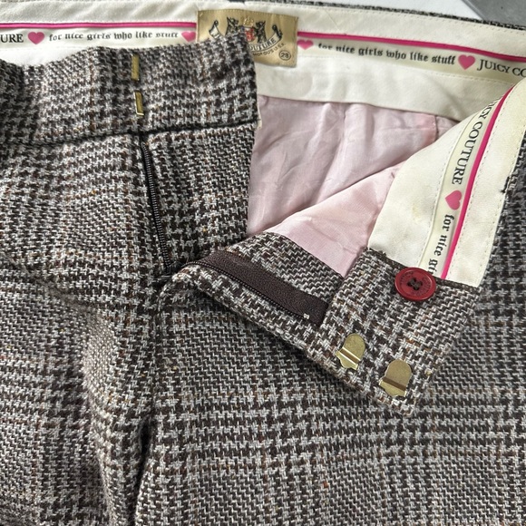 Vintage Juicy Couture Wool blend Tweed trousers flare leg SZ28 heart on back USA - Picture 12 of 13